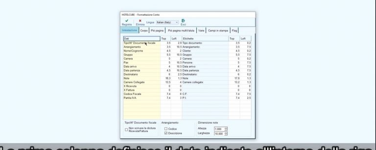 SETUP - Formattazione conto