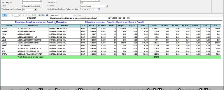 Visualizzare le giacenze tramite la Situazione Articolo